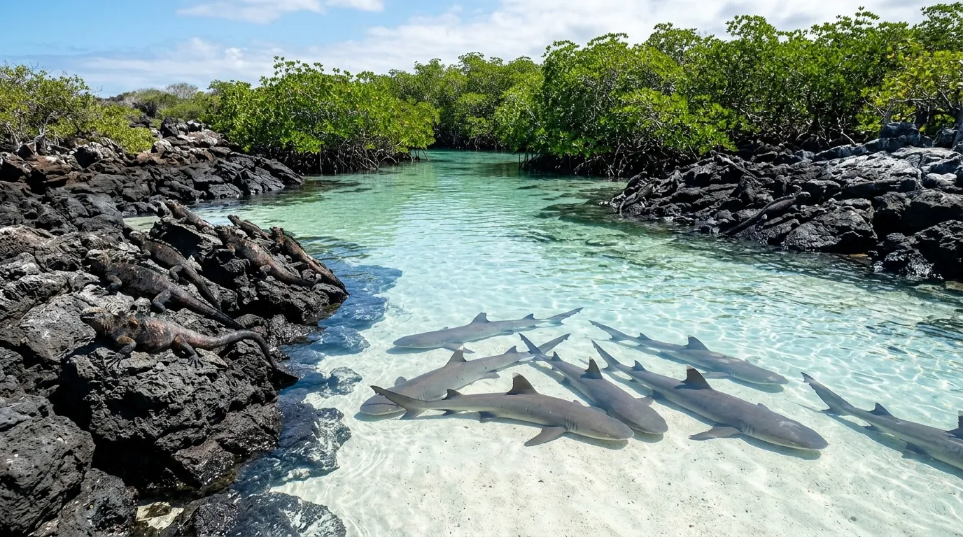 Las Tintoreras, en Isabela: snorkel y fauna marina durante casi todo el año.